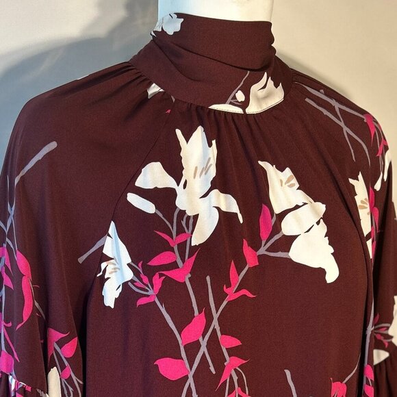 Prologue SZXXL Wine Floral Tie Neck Dress Career Modern Interview Travel Comfy - Picture 10 of 16